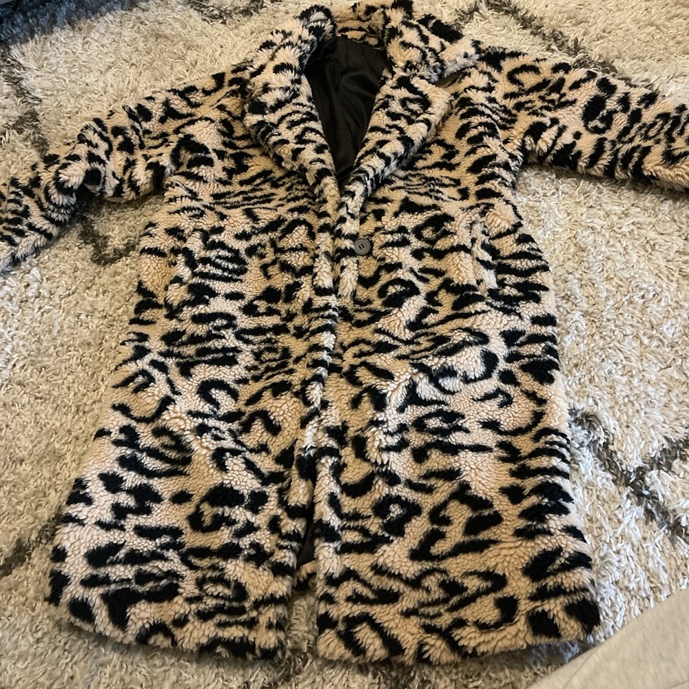 MISSGUIDED Soft Leopard Print Long Coat